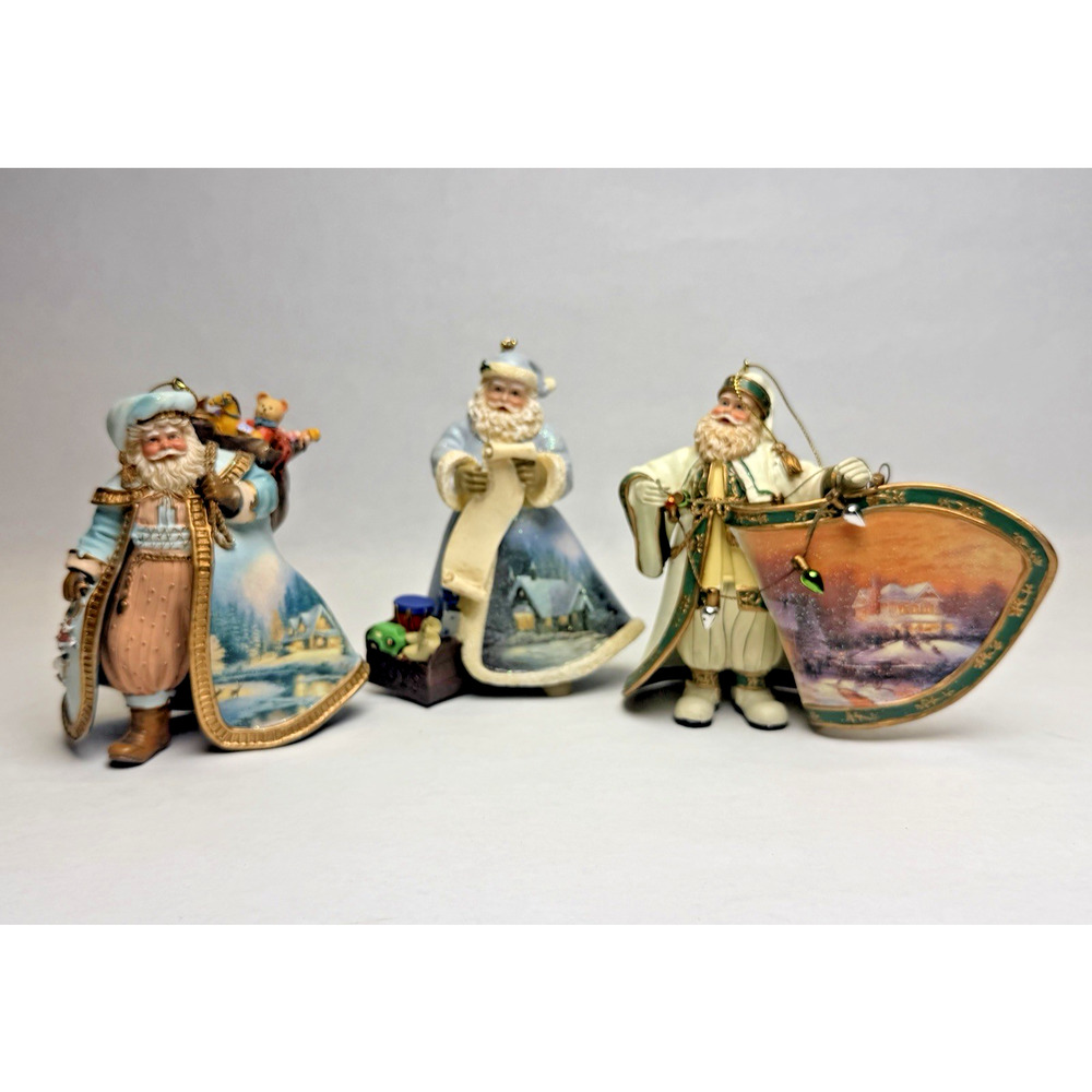 Thomas Kinkade Old World Santa Ornaments Ashton Drake Christmas Lot of 3 w/ tags